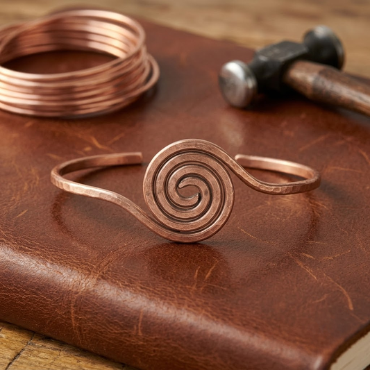Tobillera de cobre Espiral – vista 2