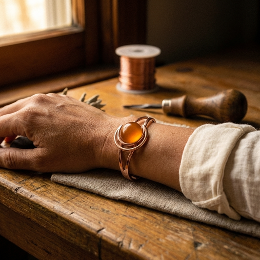 Pulsera de cobre Esfera naranja – vista 2