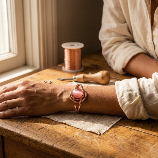 Pulsera de cobre Esfera rosa – vista 2