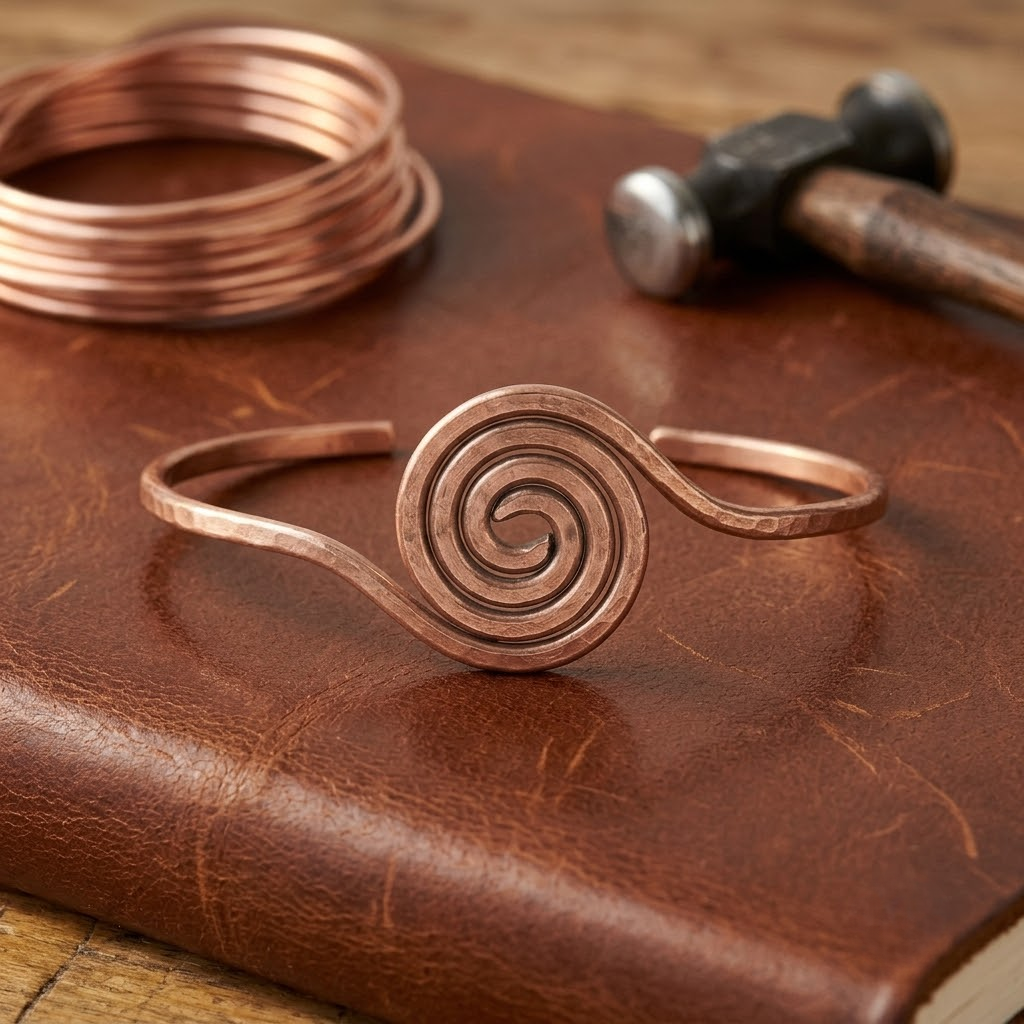 Tobillera de cobre Espiral – vista 2