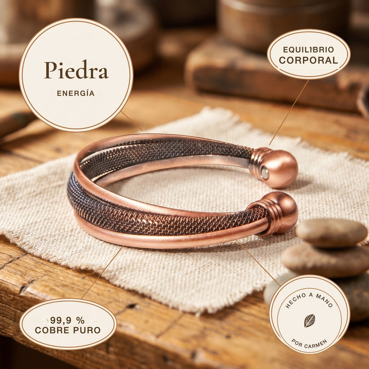 Pulsera de cobre Piedra – vista 5