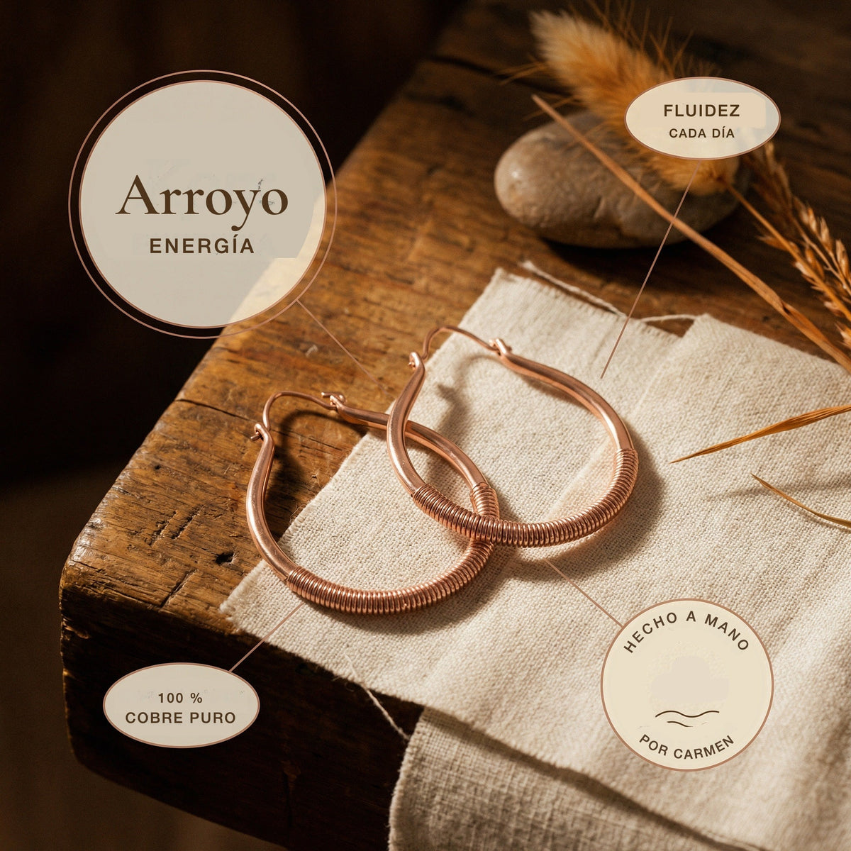 Pendientes de cobre Arroyo – vista 5