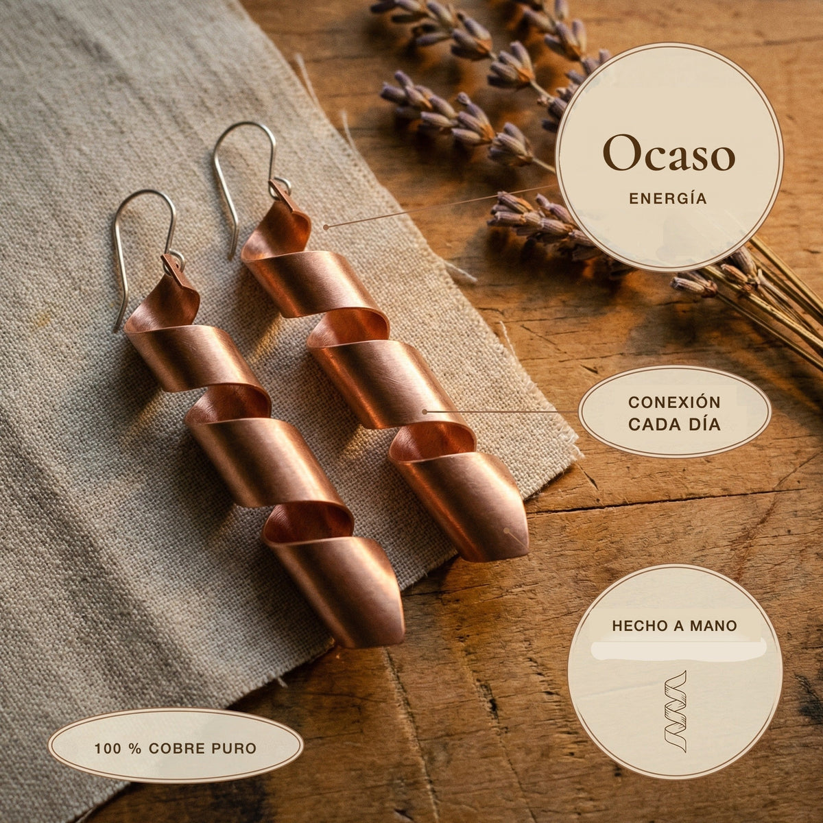 Pendientes de cobre Ocaso – vista 5
