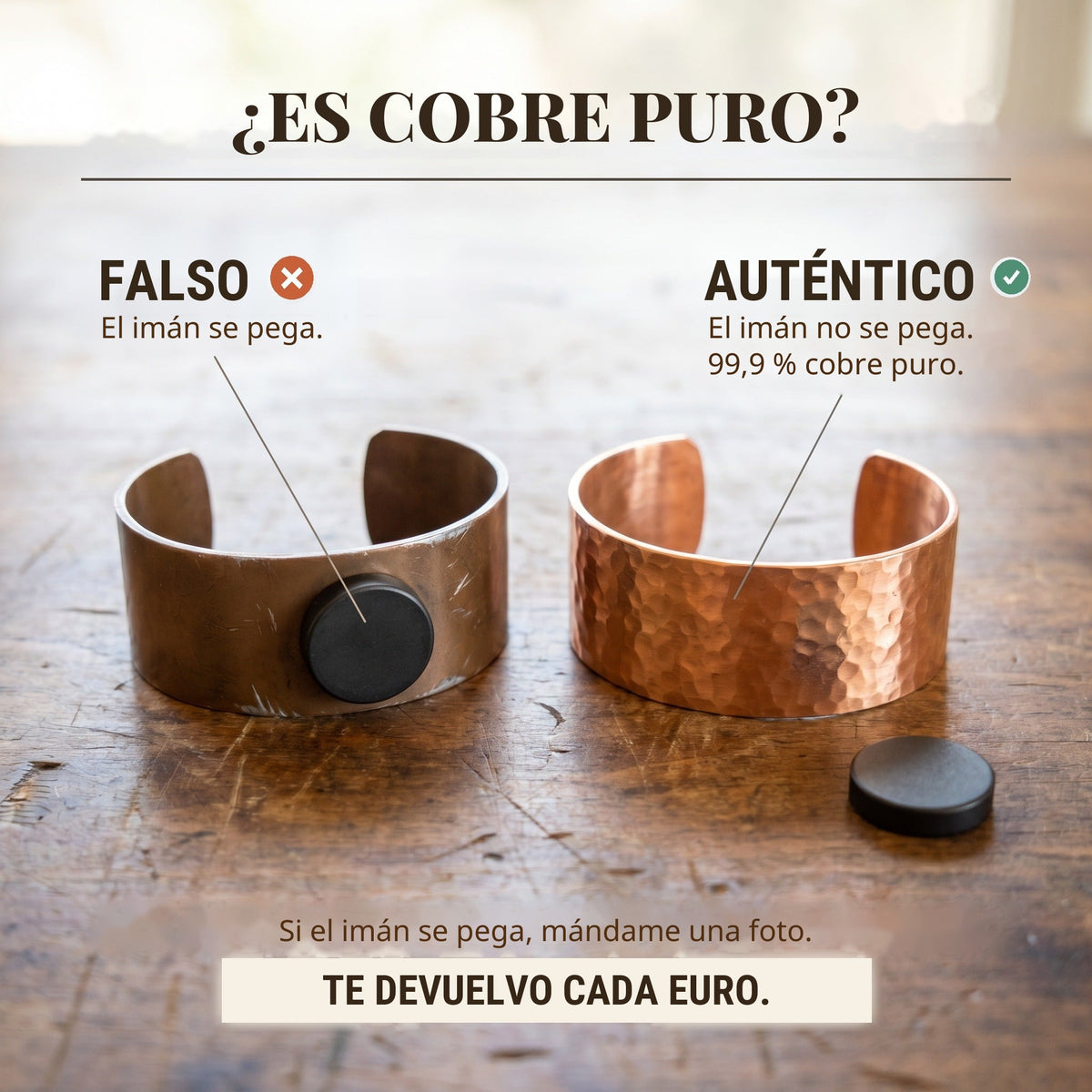 ¿Es cobre puro? La prueba del imán