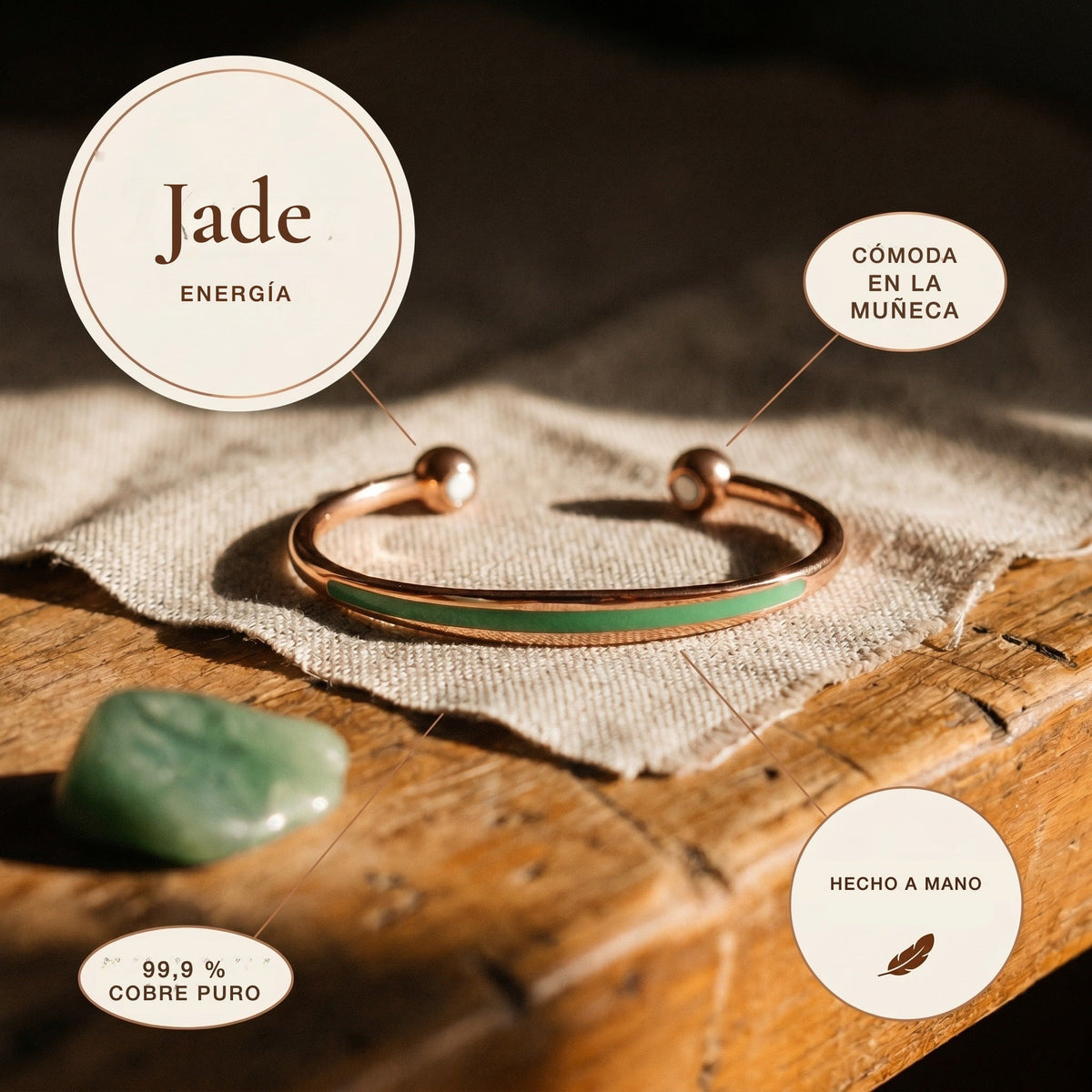 Pulsera de cobre Jade – vista 5