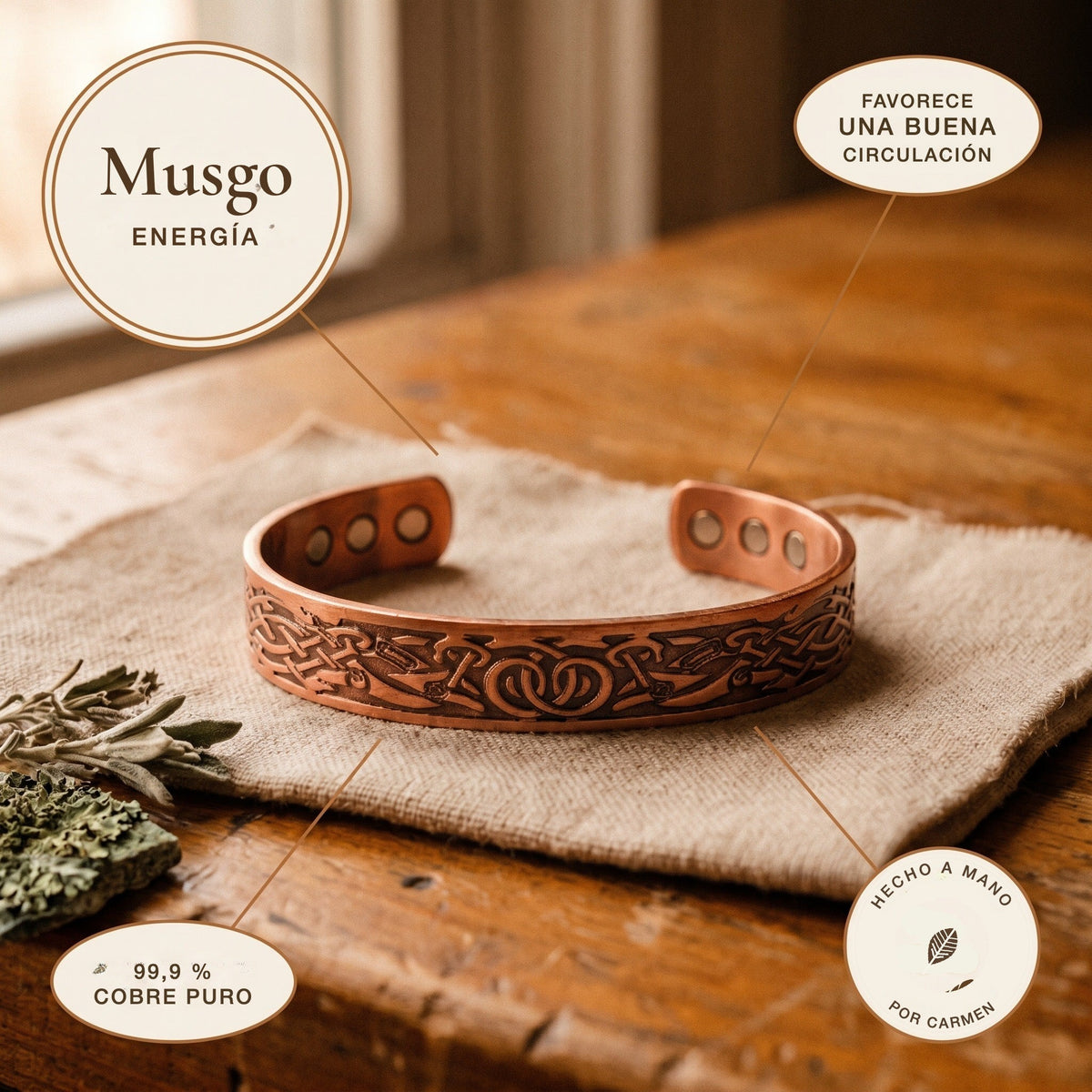 Pulsera de cobre Musgo – vista 5