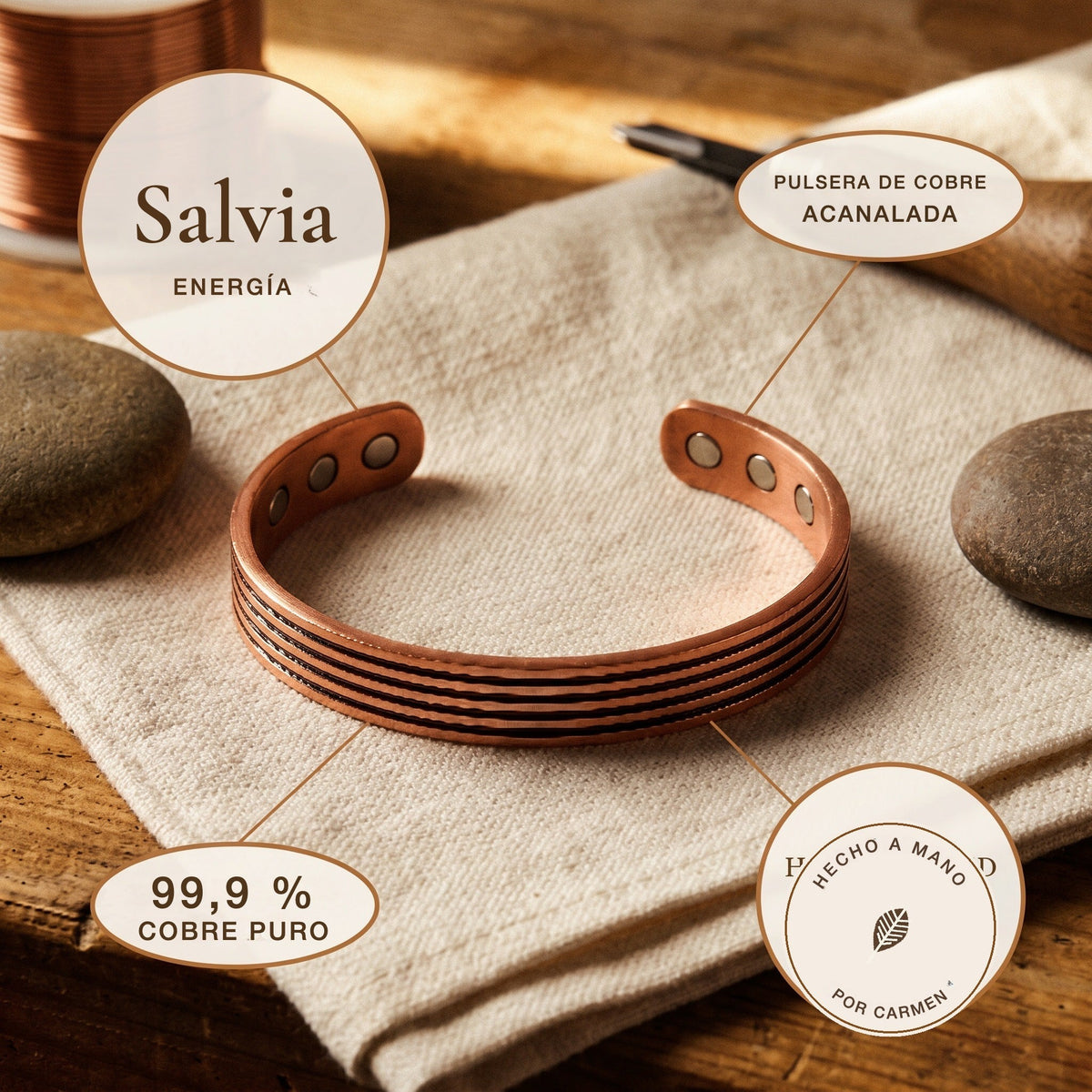 Pulsera de cobre Salvia – vista 5