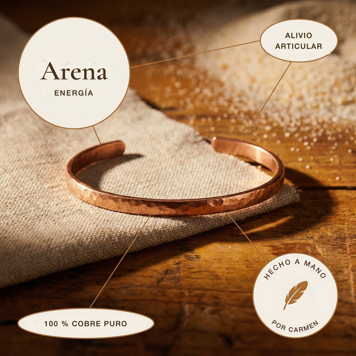 Tobillera de cobre Arena – vista 5