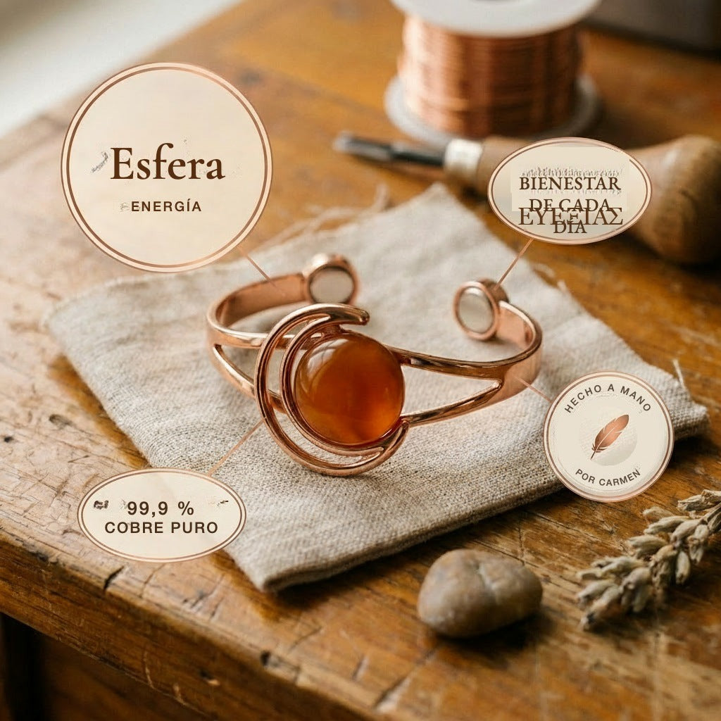 Pulsera de cobre Esfera naranja – vista 5
