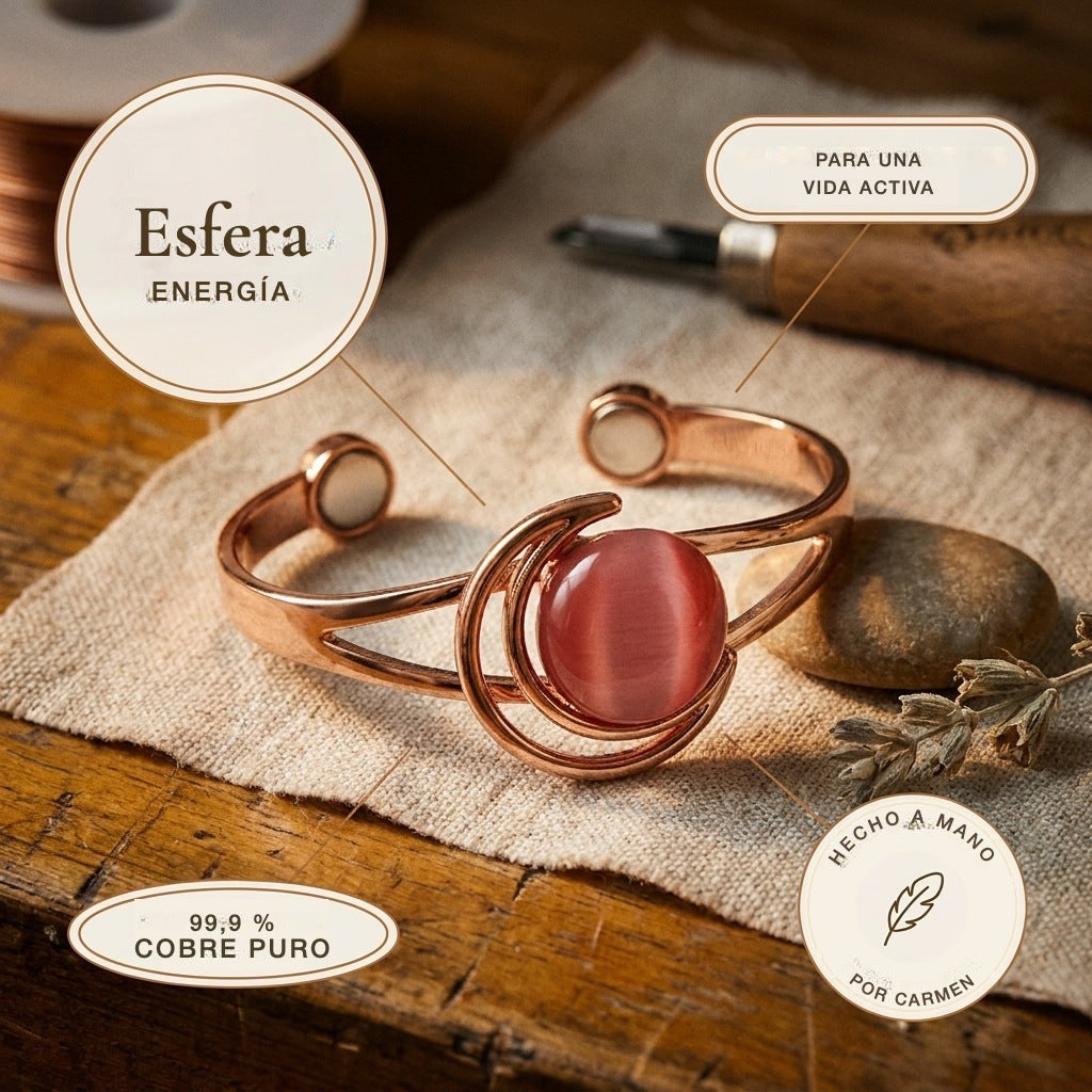 Pulsera de cobre Esfera rosa – vista 5