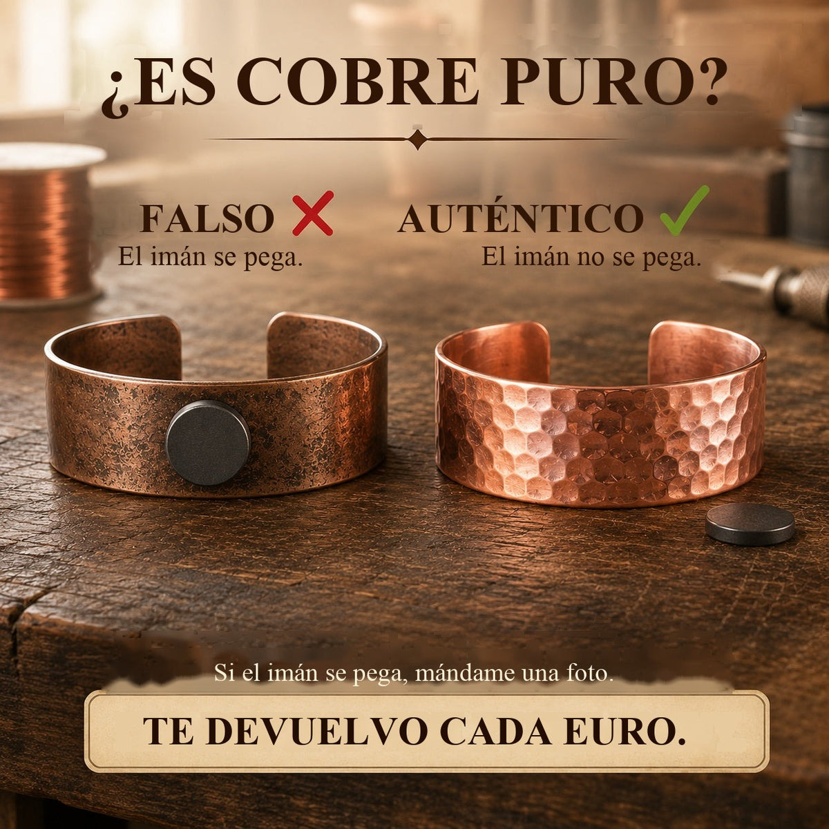 ¿Es cobre puro? La prueba del imán