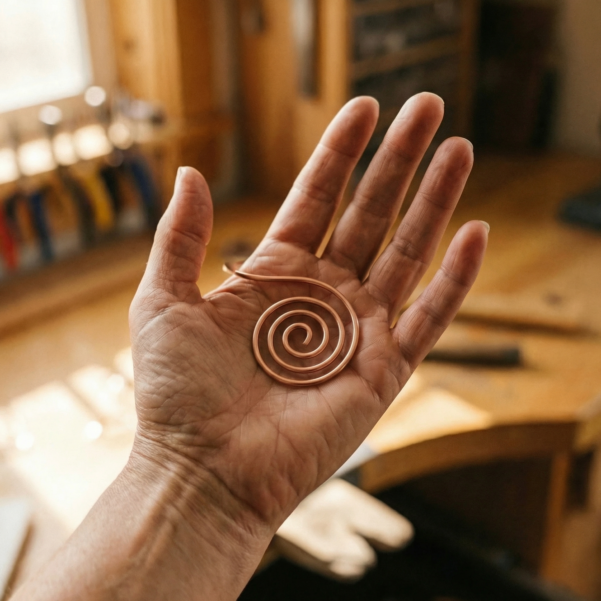 Espiral de mano de cobre Río – vista 3