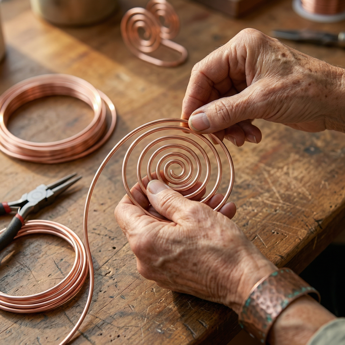 Espiral de mano de cobre Río – vista 4