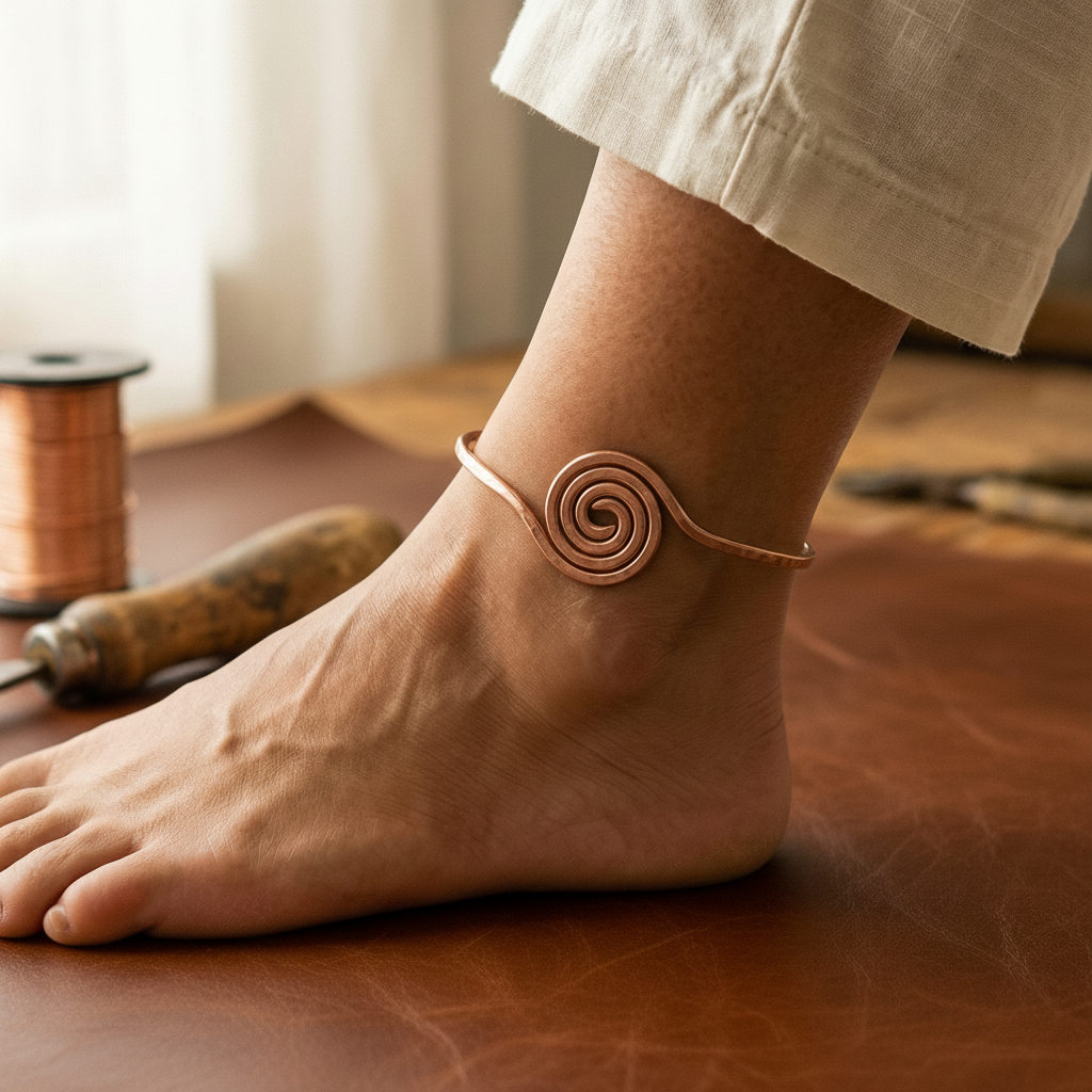 Tobillera de cobre Espiral