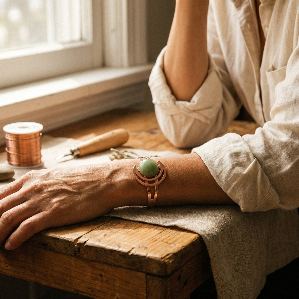 Pulsera de cobre Esfera verde – vista 2