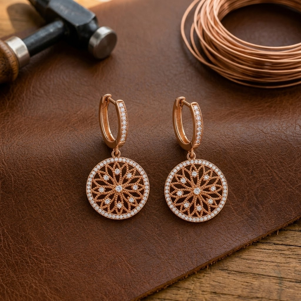 Pendientes de cobre Mandala