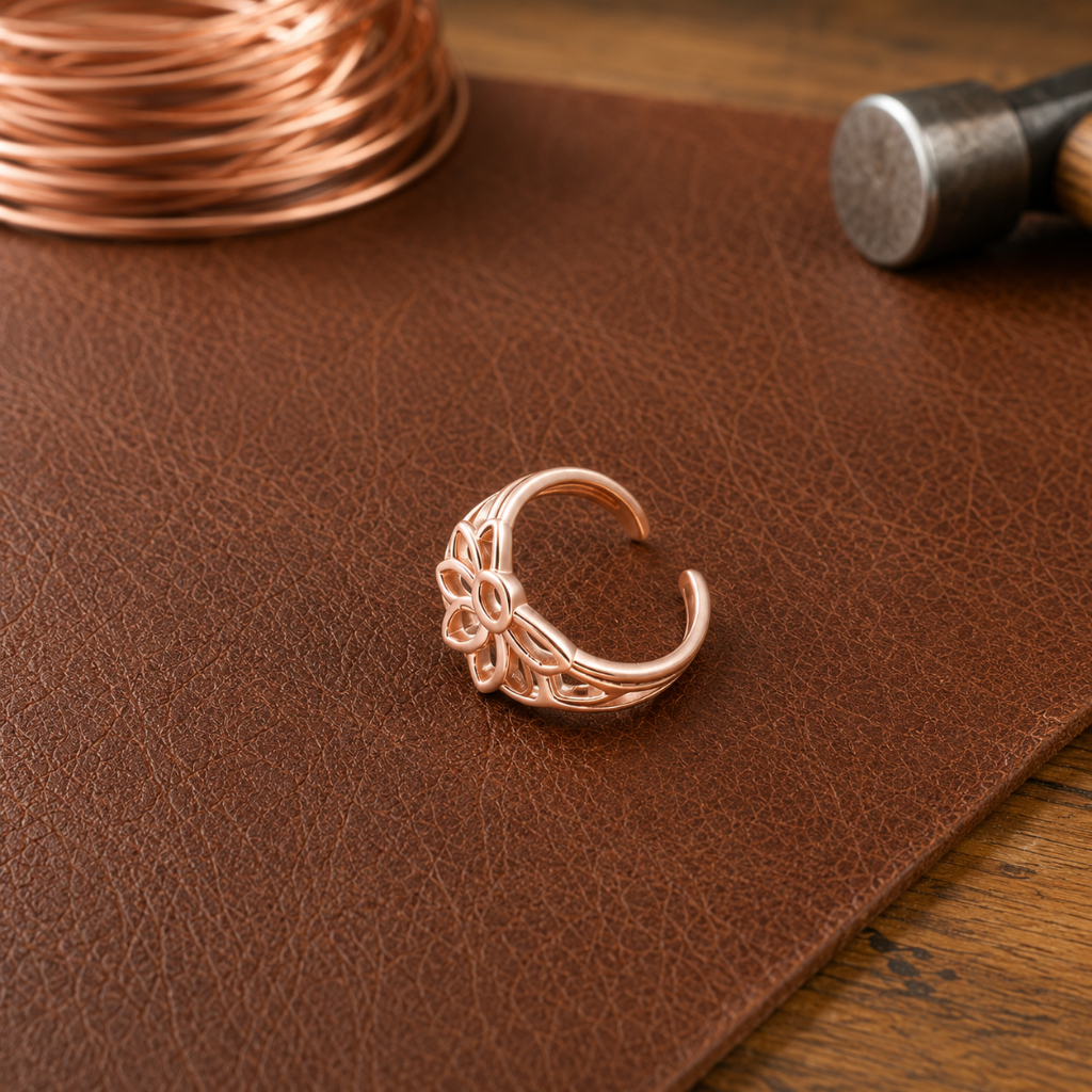 Anillo de pie de cobre Pétalo