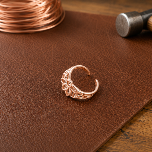 Anillo de pie de cobre Pétalo