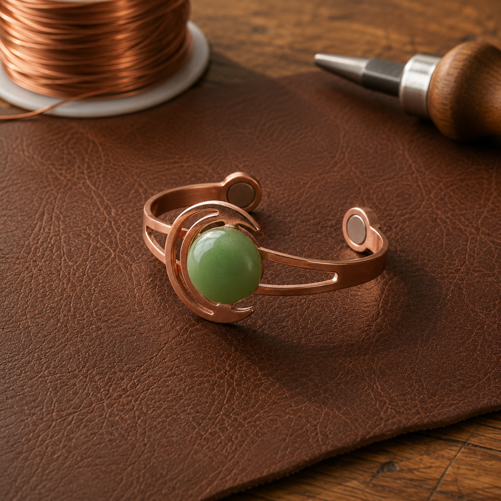 Pulsera de cobre Esfera verde