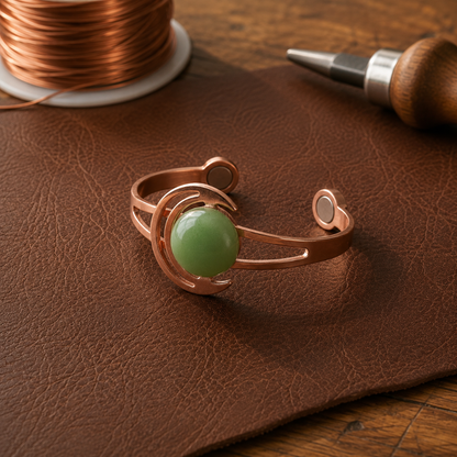 Pulsera de cobre Esfera verde