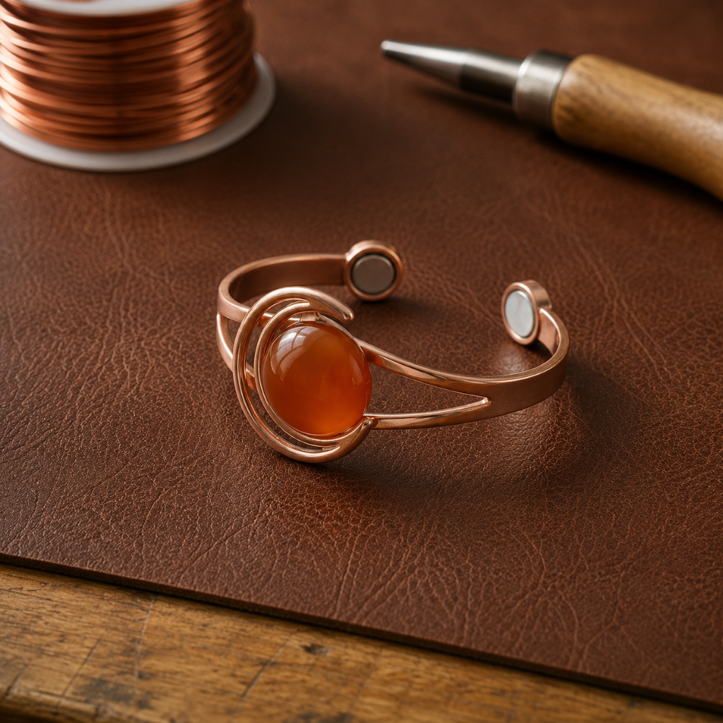 Pulsera de cobre Esfera naranja